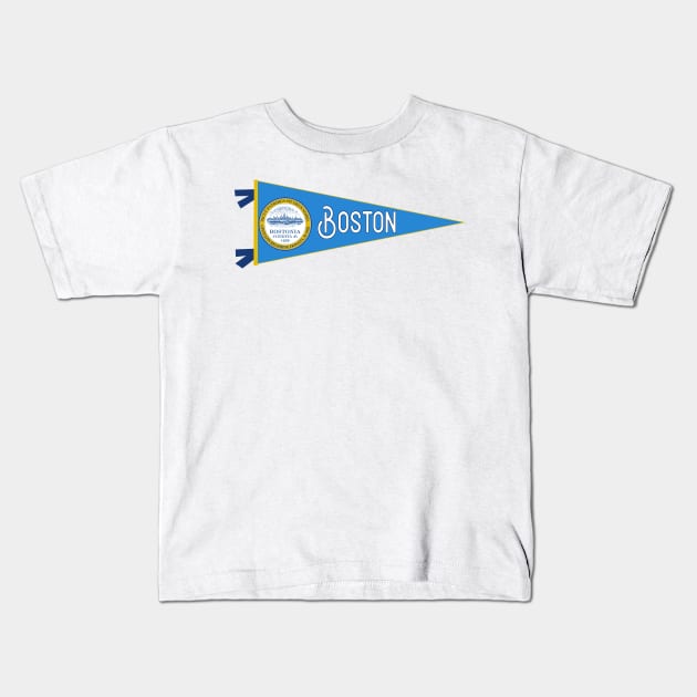 Boston Flag Pennant Kids T-Shirt by zsonn